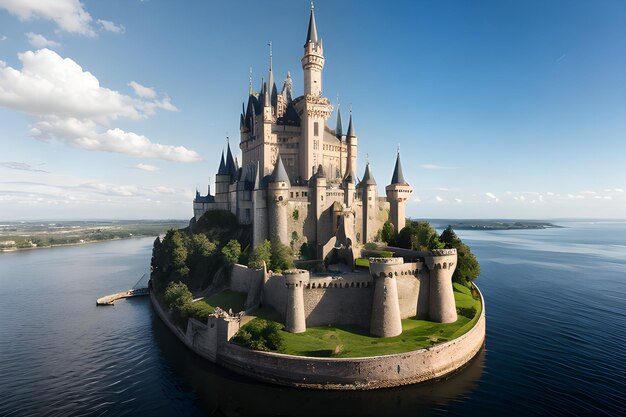 Ein majestätisches Schloss schwebt in den Wolken