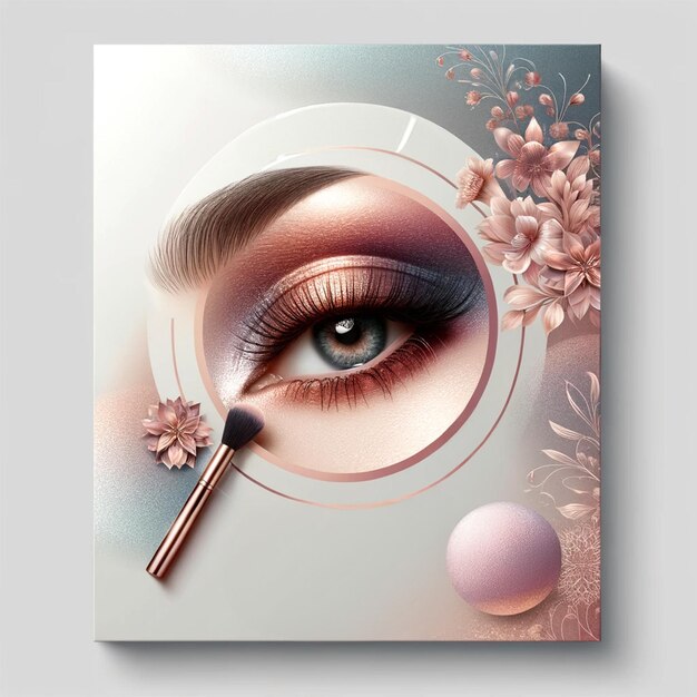 ein Make-up mit einem rosa Auge und einer Blume auf dem Cover Großverkauf Schönheitszentrum Make-up-Salon Banner