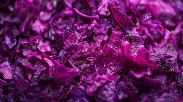 Ein makro-Schuss von einem tiefen lila e mit zarten schnitten von rosa und grün durch die Mischung gibt einen fast blumigen Duft und fügt einen Pop von Farbe zu jedem Gericht