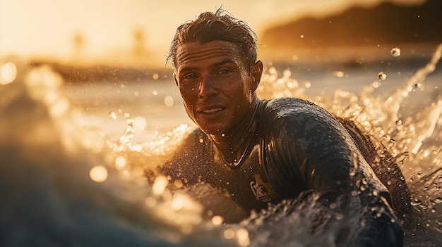 Ein Mann auf einem Surfbrett im Meer