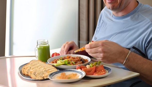 Ein Mann beim Abendessen