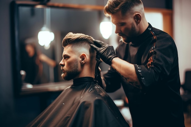 Ein Mann bekommt seine Haare von einem Haare