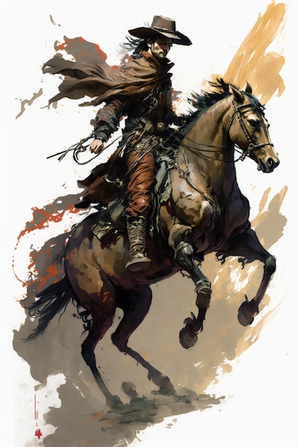 Ein Mann, der auf einem Pferd mit einem Schwert auf dem Kopf reitet.