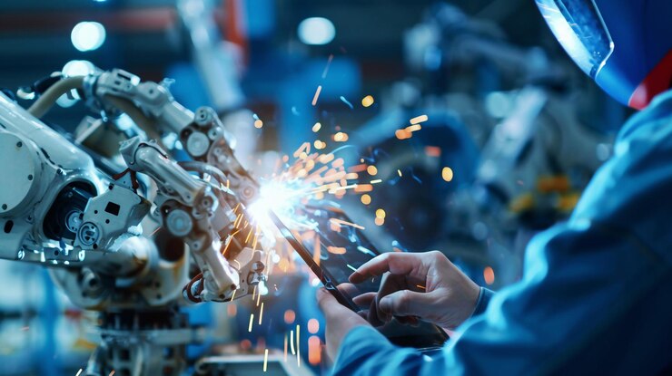 ein Mann, der ein Telefon mit einer Hand hält und eine Maschine mit den Wörtern Hände zitiert