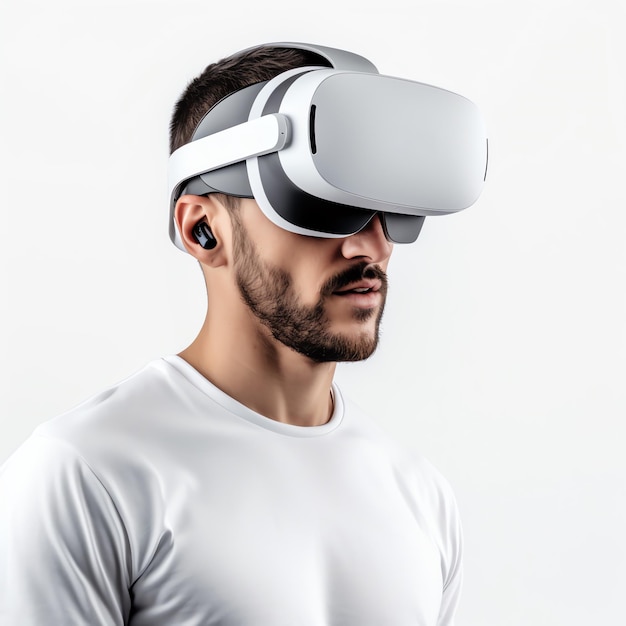 Ein Mann, der eine Virtual-Reality-Brille trägt