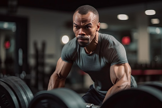 Ein Mann, der Gewichte in einem Fitnessstudio hebt