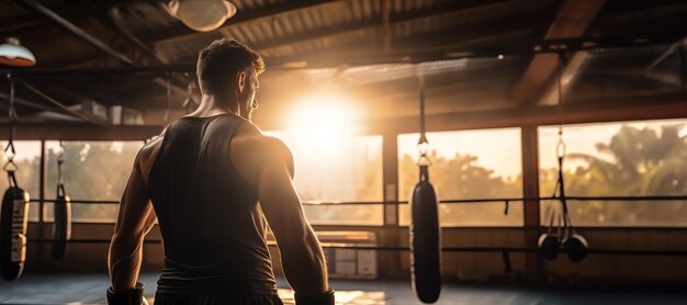 Foto ein mann, der in einem boxring steht