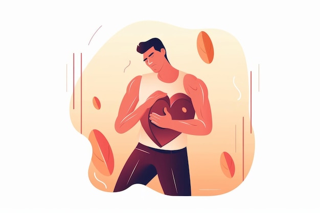 Ein Mann, der sich bei einem Herzinfarkt an sein Herz hält Eine Illustration über Herz-Kreislauf-Erkrankungen und Gesundheitsversorgung