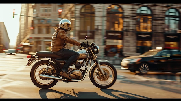 ein Mann fährt ein Motorrad in der Stadt