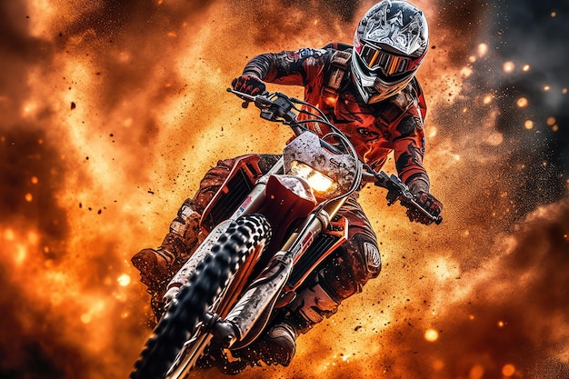 Ein Mann fährt Motocross in der Wüste