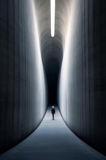 Ein Mann geht durch einen Tunnel, in dem ein Mann läuft.