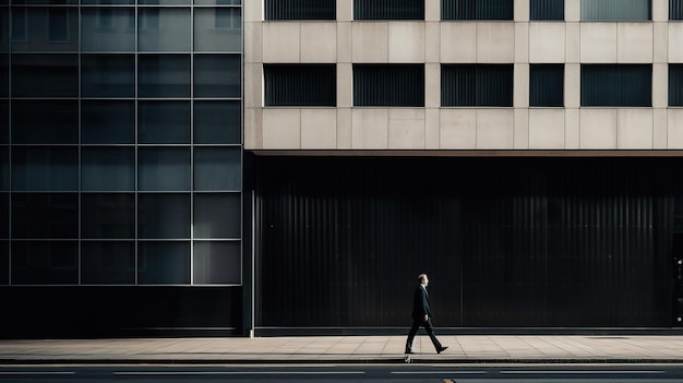 Ein Mann geht eine Straße entlang vor einem Gebäude, auf dem „das Wort Bank“ steht.