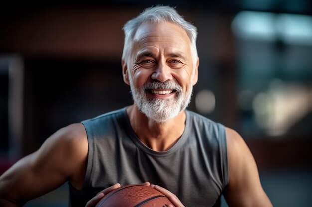 Ein Mann hält einen Basketball