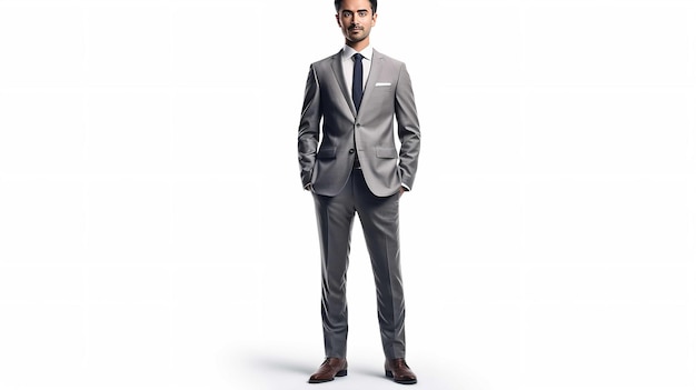 Ein Mann im grauen Anzug steht vor weißem Hintergrund.