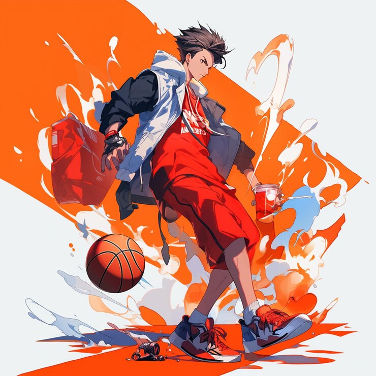 Foto ein mann in einem anzug und sneakers spielt basketball generative ai