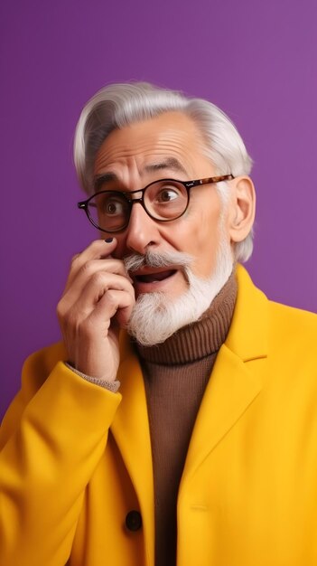 Ein Mann in gelber Jacke mit schwarzem Rollkragenpullover und Brille blickt in die Kamera.