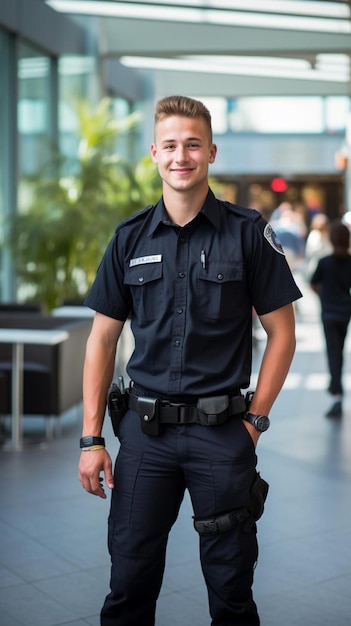 Ein Mann in Polizeiuniform posiert für ein Foto