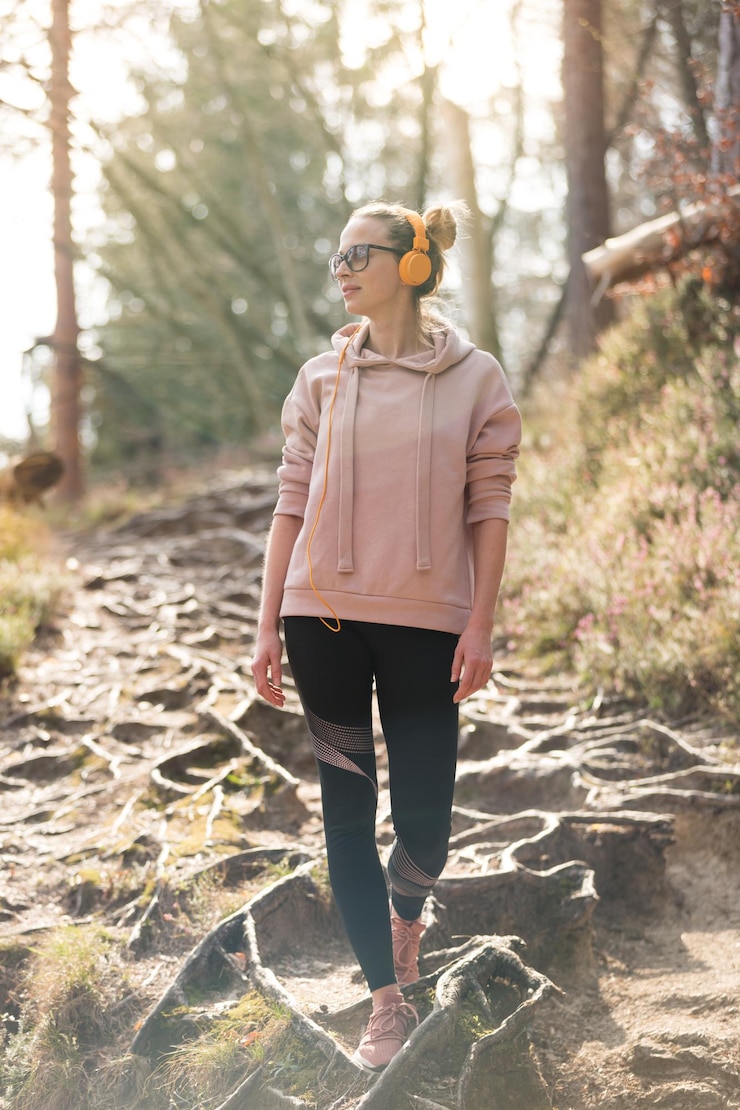 Foto ein mann in voller länge mit sonnenbrille steht im wald