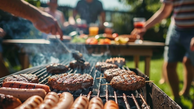 ein Mann kocht Essen auf einem Grill mit einem Mann im Hintergrund