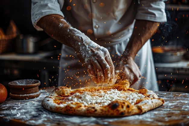 Ein Mann kocht Pizza, die er selbst macht Generative Ai