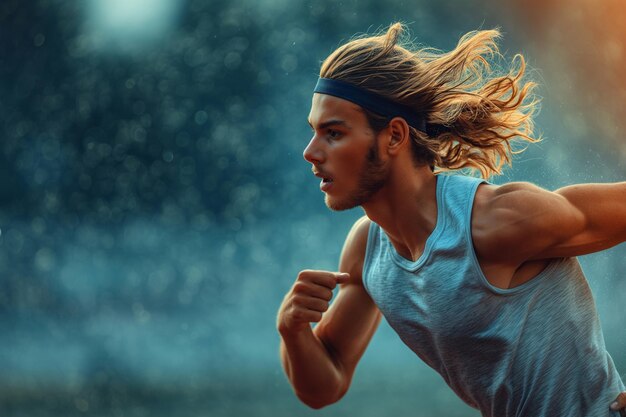 Foto ein mann läuft auf der straße sport-ai