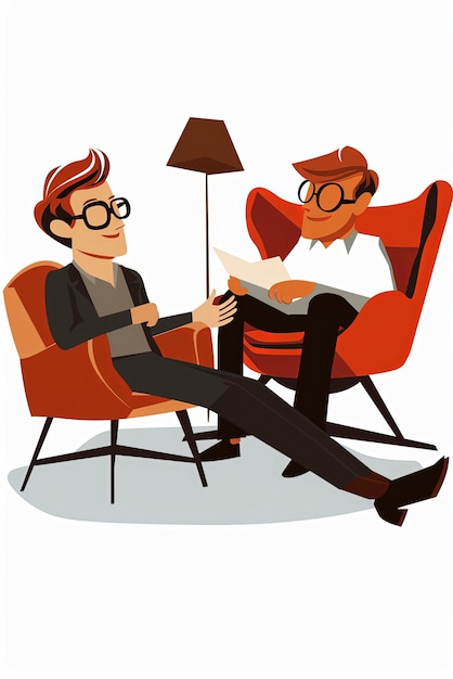 Ein Mann liegt auf der Couch und spricht mit seinem Psychologen-Therapeuten