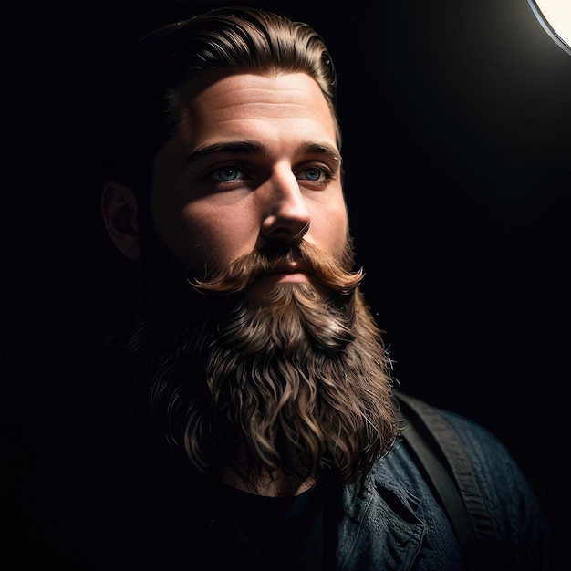 Ein Mann mit Bart und einem Licht im Gesicht