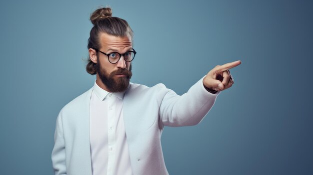 Ein Mann mit Brille zeigt auf die Kamera