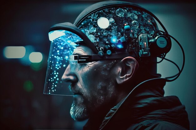 ein Mann mit einem Helm, auf dem steht Goggles