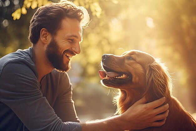 Ein Mann mit einem Hund