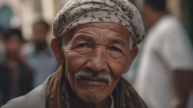 Ein Mann mit einem Hut und dem Wort Tibet darauf