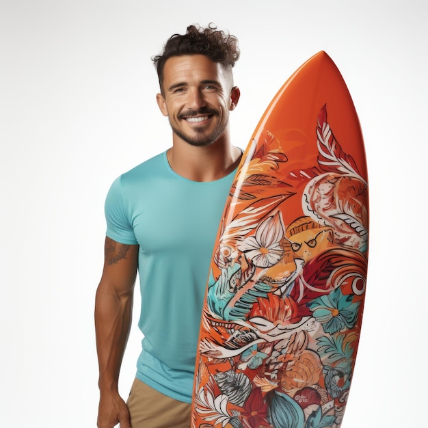 Ein Mann mit einem Surfbrett in den Händen