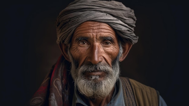 Ein Mann mit einem Turban auf dem Kopf