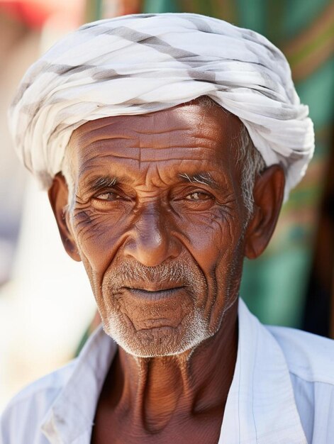 ein Mann mit einem weißen Turban auf dem Kopf