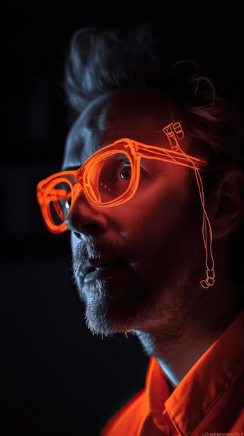 Foto ein mann mit orangefarbener brille