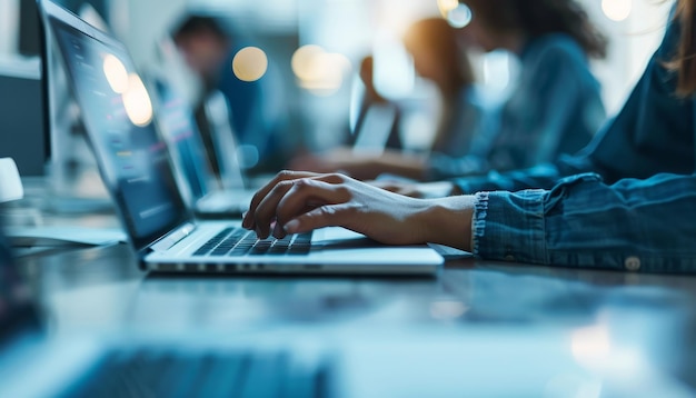 Foto ein mann schreibt auf einer computer-tastatur vor einem computer-monitor durch ein von ai generiertes bild