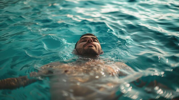 Ein Mann schwimmt in einem Pool