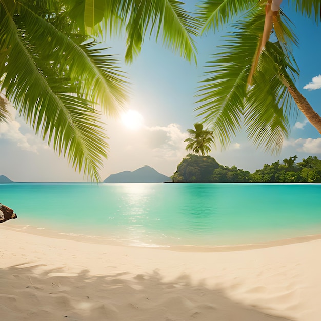 ein Mann sitzt auf einem Strand unter einer Palme
