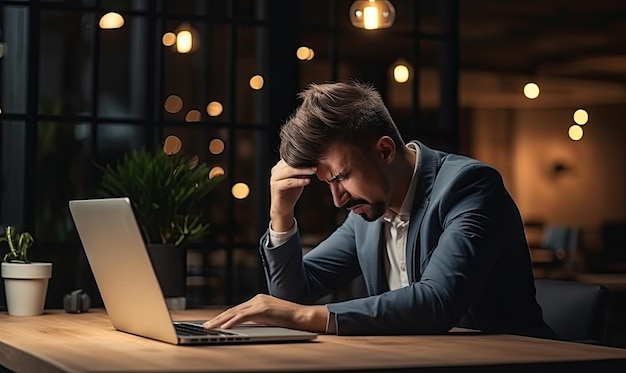 Ein Mann sitzt vor einem Laptop