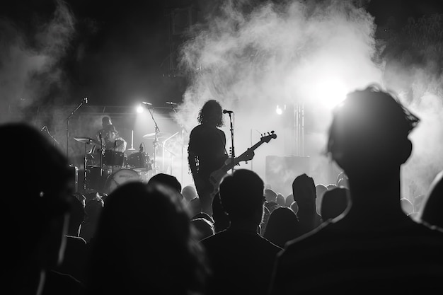 Ein Mann spielt Gitarre vor einer Menschenmenge