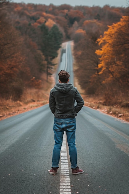 Foto ein mann steht auf der straße