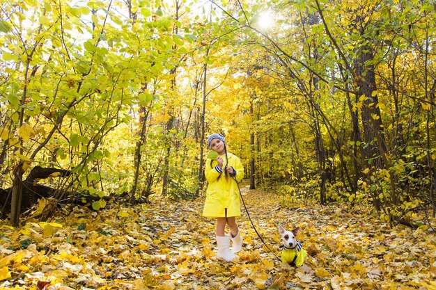 Foto ein mann steht im herbst am baum im wald