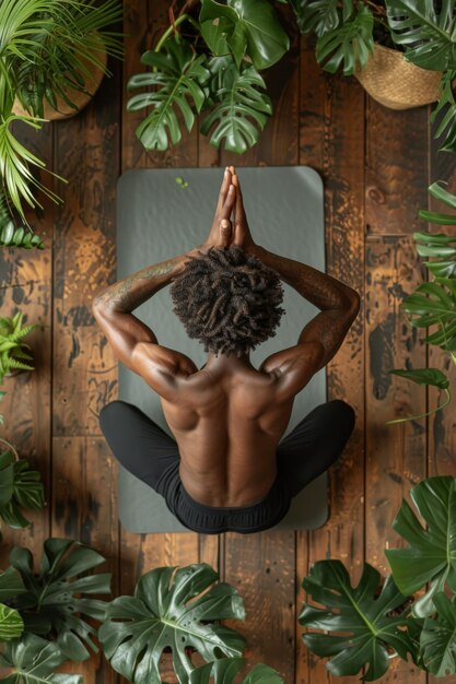 Foto ein mann übt yoga im studio