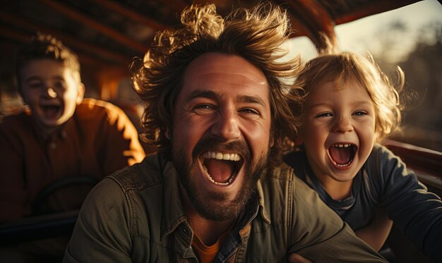 Foto ein mann und ein kleines mädchen lachen zusammen