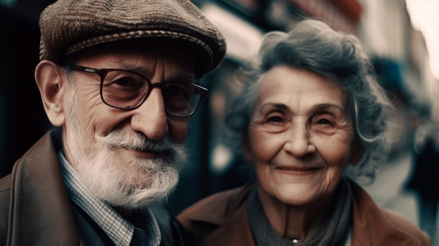 Ein Mann und eine Frau mit Brille und Hut