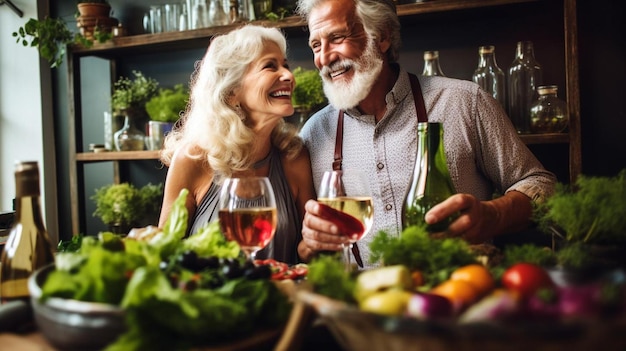 Foto ein mann und eine frau sitzen an einem tisch und trinken ein glas wein