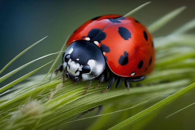 Ein Marienkäfer auf dem Gras