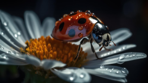 Ein Marienkäfer auf einer Blume mit dem Wort Marienkäfer darauf