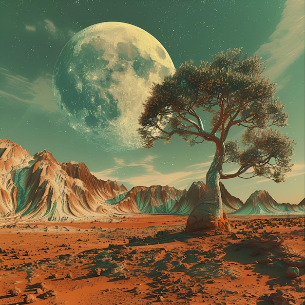 ein Mars ist hinter einem Baum