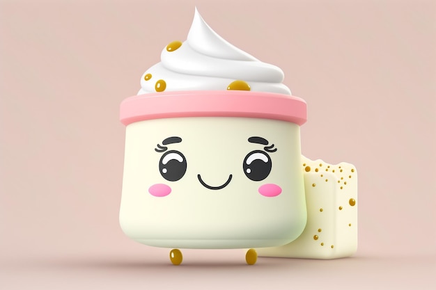 Ein Marshmallow-Cupcake mit einem Stück Käse darauf